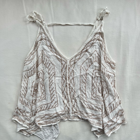 Free People Ivory Beaded Swing Tank - Picture 1 of 3